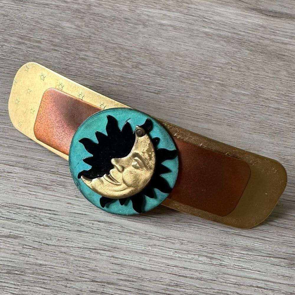 Celestial Moon Sun Boho Gold French Hair Clip